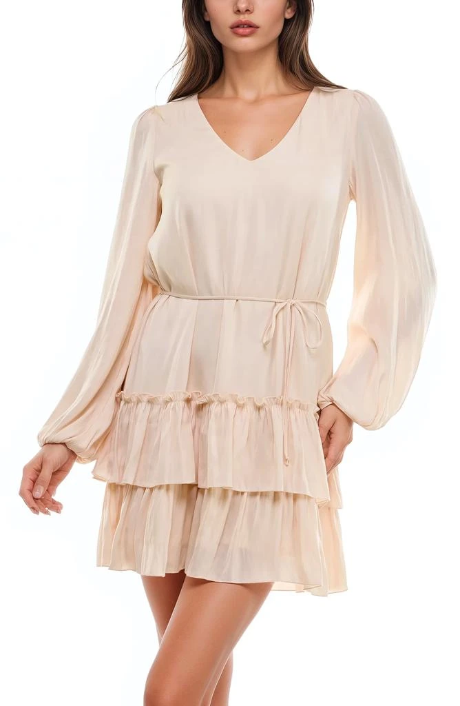 Socialite Tiered Long Sleeve Satin Dress 3