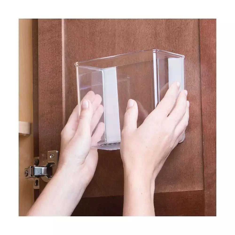 iDesign Adhesive Organizer Bin for Kitchen - Set of 4 - Clear 7