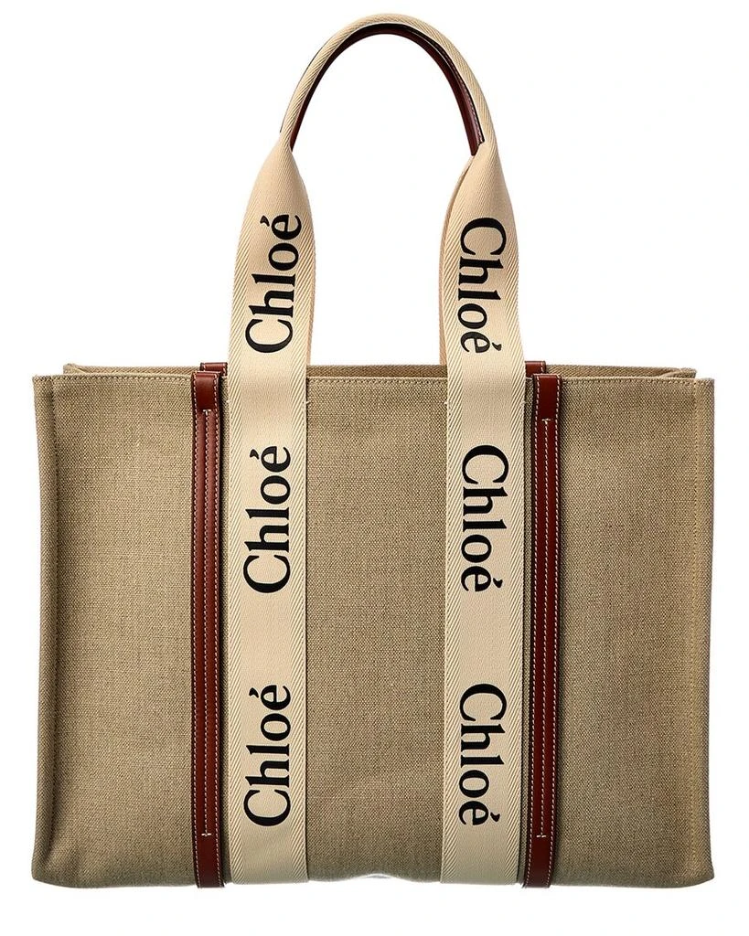 Chloé Woody Large Canvas & Leather Tote 1