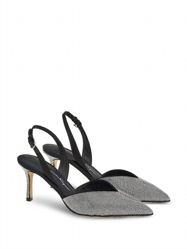 Salvatore Ferragamo Women
s Crystal Embellished Slingback Pumps In Black 2