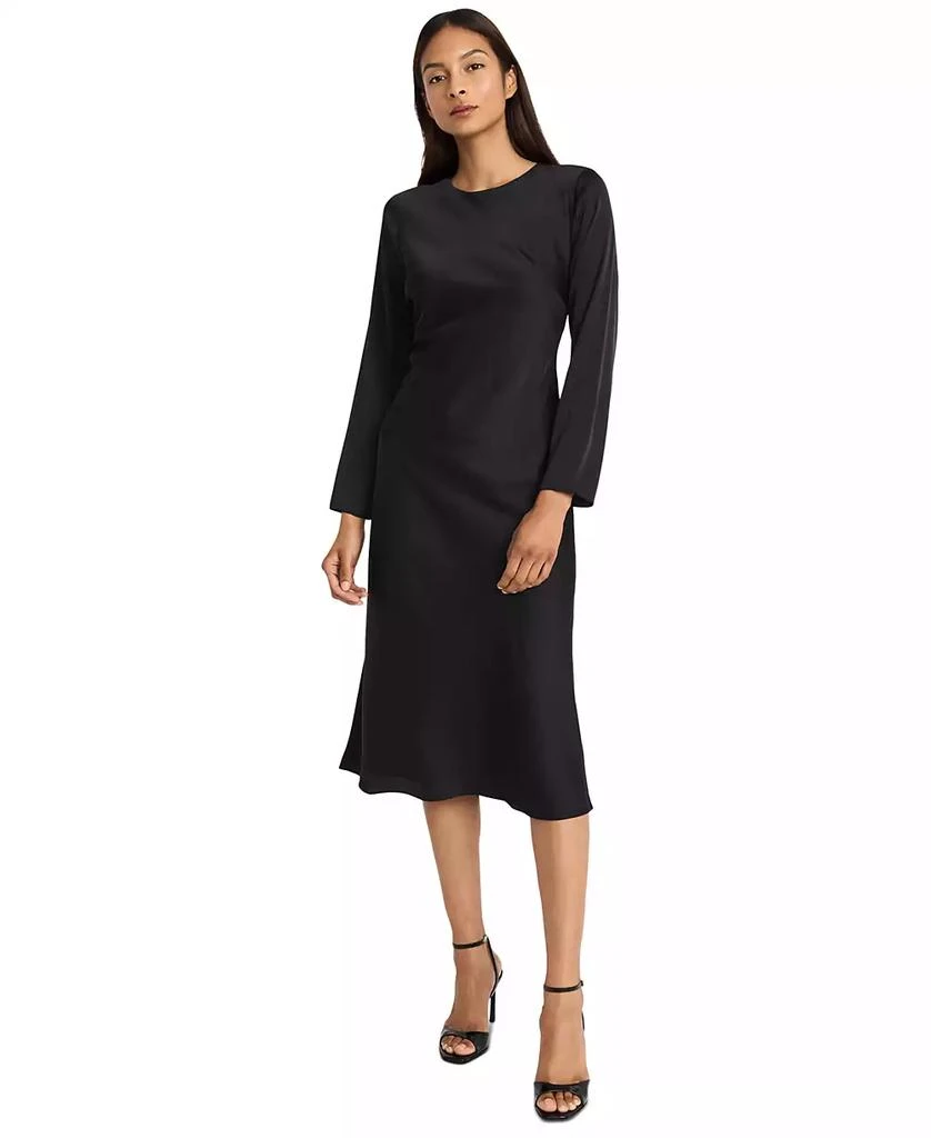 Donna Morgan Women's Long-Sleeve Back-Slit Midi Dress 1