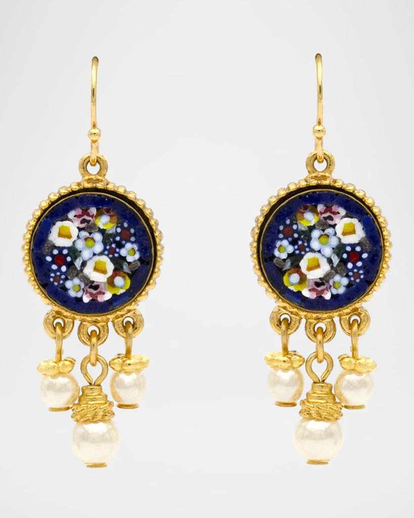 BEN-AMUN 24k Gold-Plated Triple Pearl Pendant Earrings
