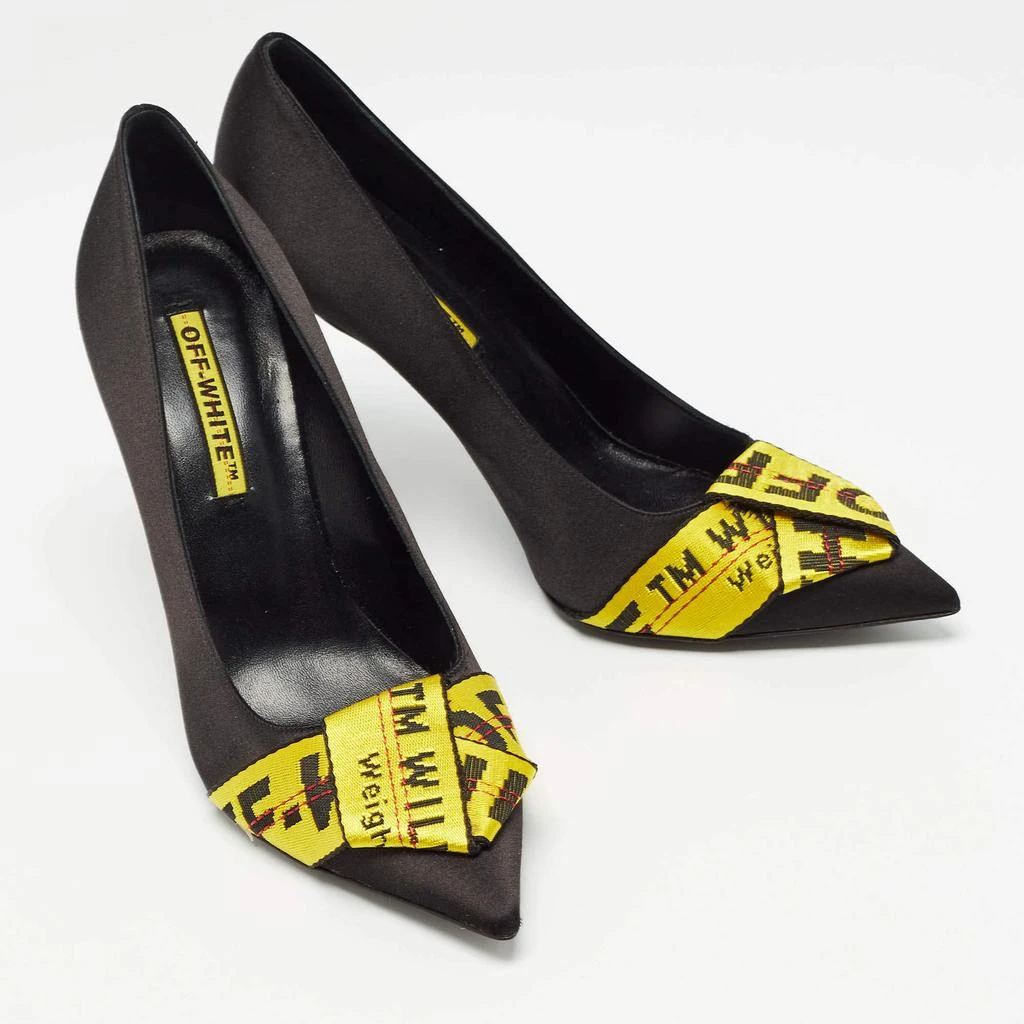 Off-White Off-White Black/Yellow Satin and Logo Canvas Pumps Size 39 5