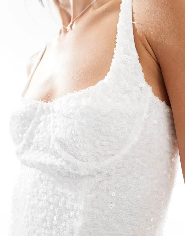 Glamorous Glamorous Corset mini-dress in white iridescent sequin 3