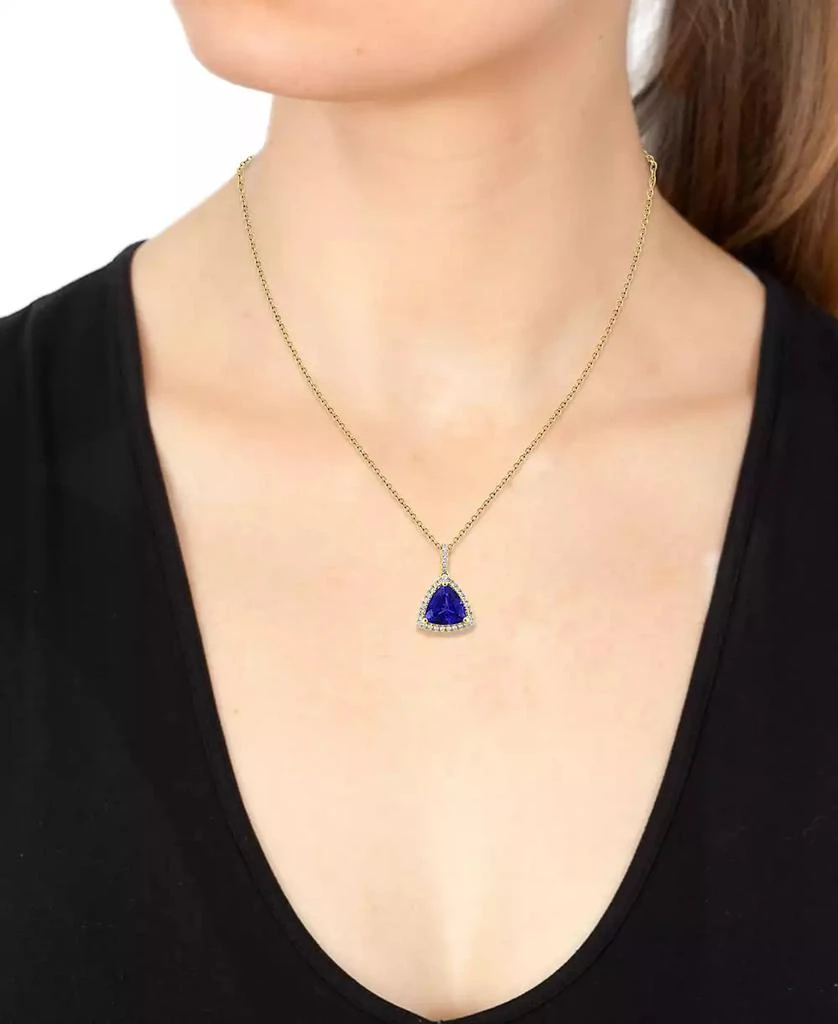 EFFY Collection EFFY® Tanzanite (1-1/2 ct. t.w.) & Diamond (1/5 ct. t.w.) Trillion Halo 18" Pendant Necklace in 14k Gold 2