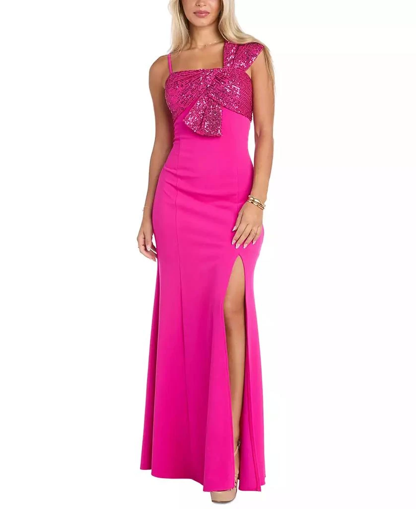 Morgan & Company Juniors' Sequin-Trim Square-Neck Sleeveless Gown 3