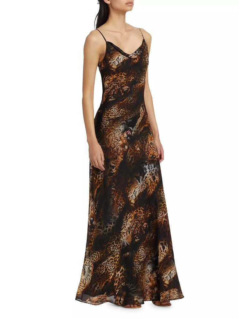 L'Agence Christine Leopard Print Silk Slip Dress 4