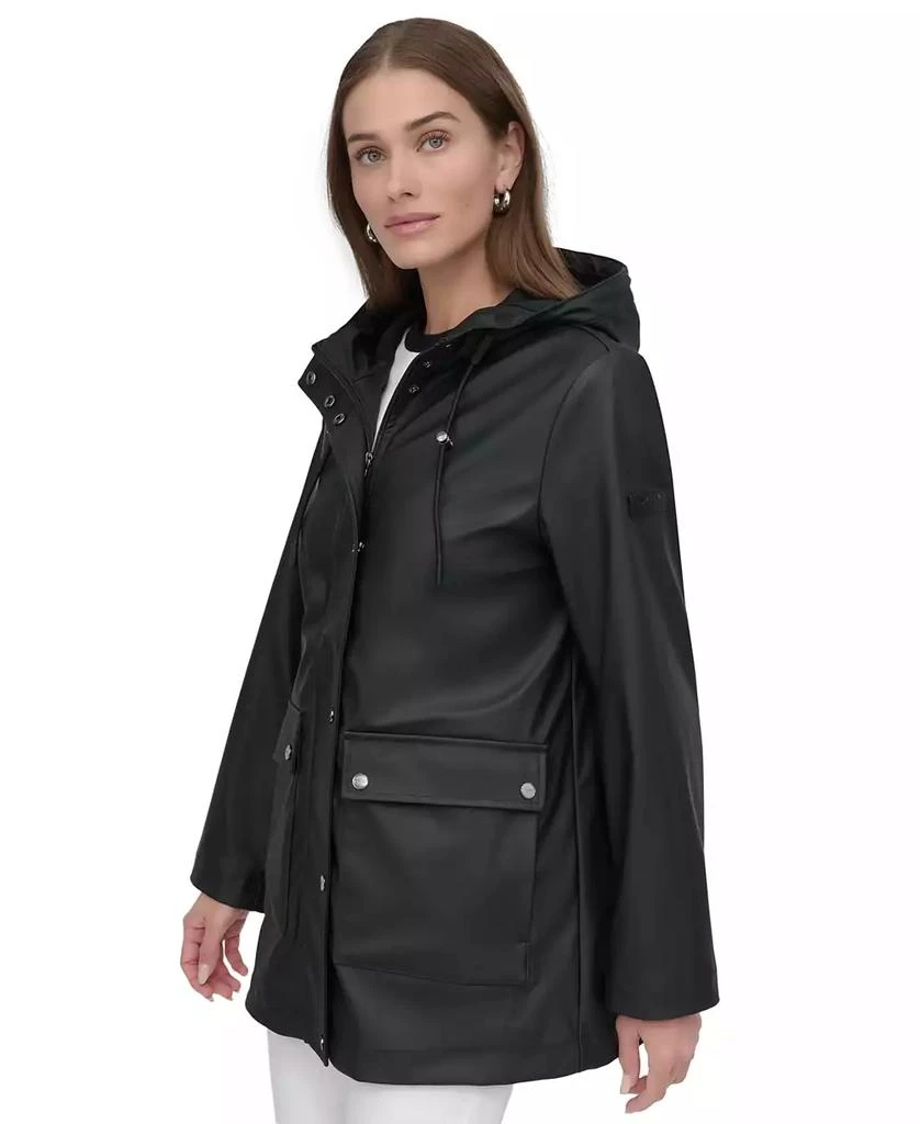 DKNY Women's Hooded Zip-Front Water-Resistant Raincoat 6