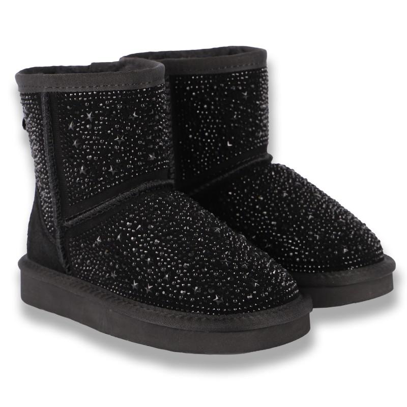 Lelli Kelly Rhinestones girls black suede boots