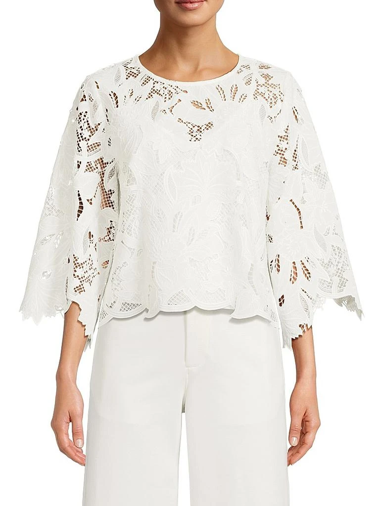 UNGARO Vienna Lace Three-Quarter Sleeve Blouse 3