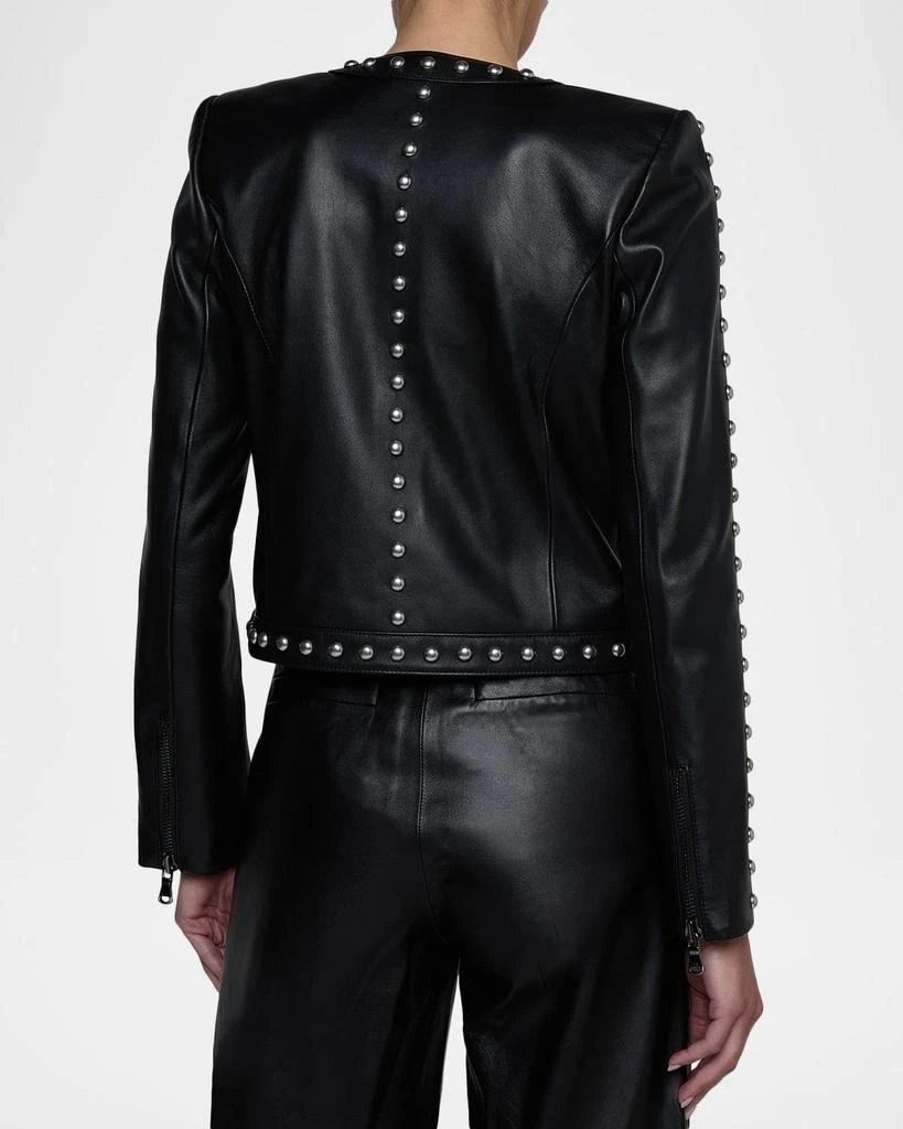 L
Agence Fia Studded Collarless Leather Jacket 3