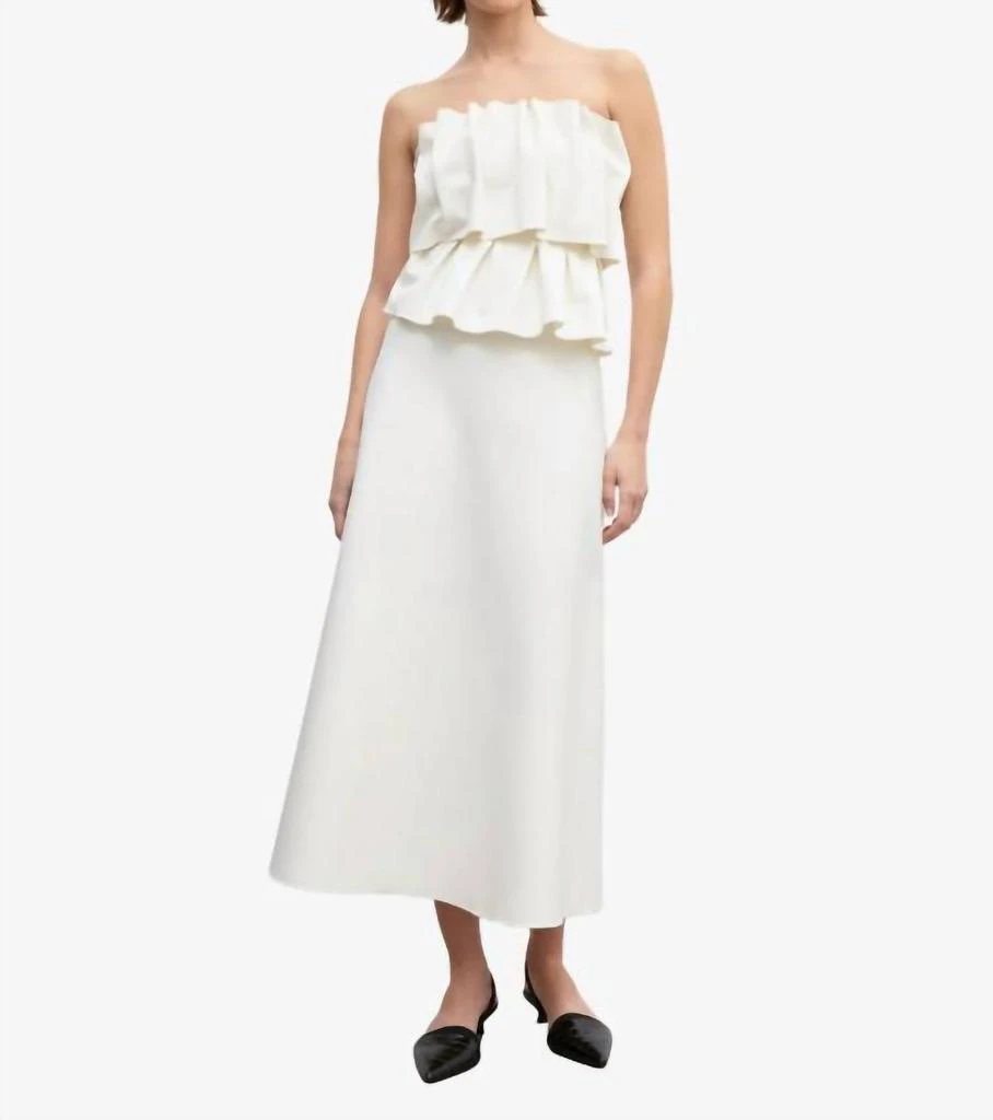 HOUSE OF DAGMAR House of Dagmar Ruffled Stretch-Crepe Strapless Midi Dress  - Moda Operandi - Dresses & Skirts - BeyondStyle
