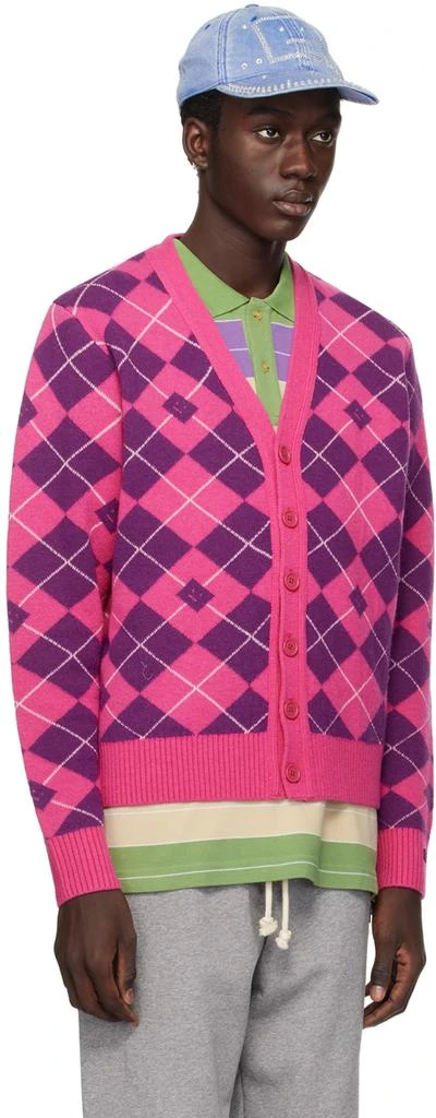 Acne Studios Pink & Purple Argyle Cardigan 2