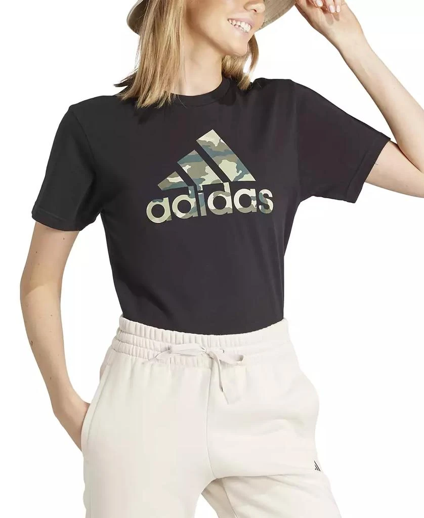 Adidas Women's Camo Logo Crewneck Cotton T-Shirt 7