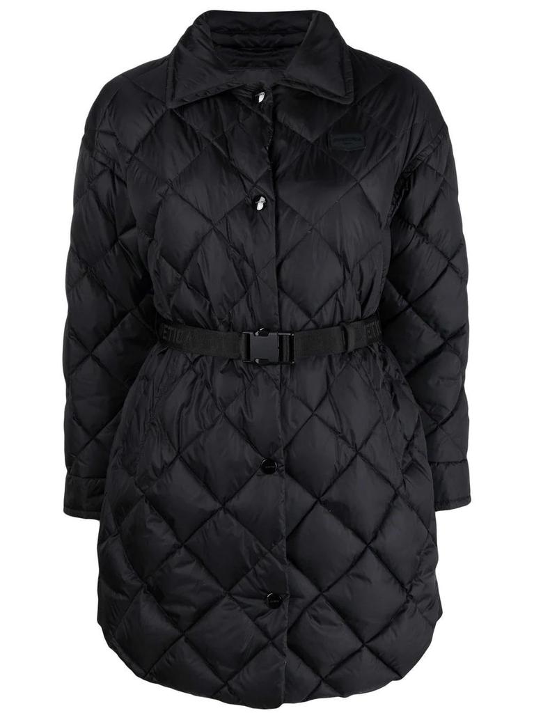 DUVETICA Black belted quilted jacket