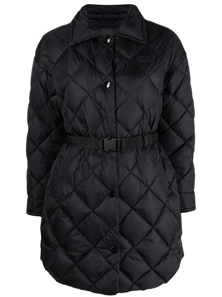 DUVETICA Black belted quilted jacket 1