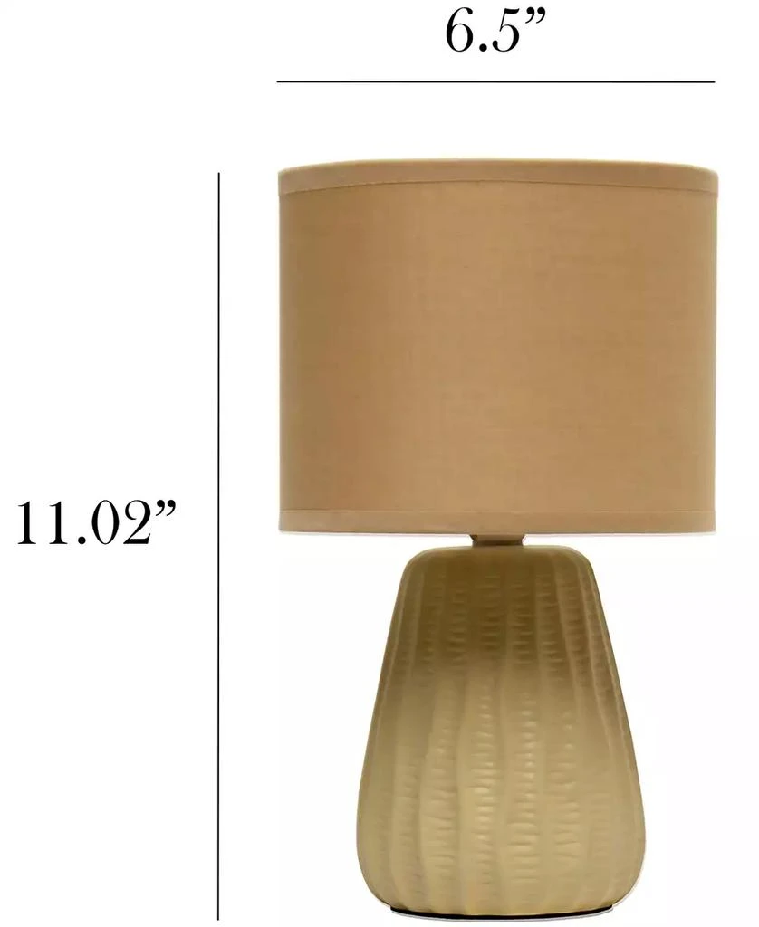 Simple Designs 11.02" Traditional Mini Modern Ceramic Texture Pastel Accent Bedside Table Desk Lamp with Matching Fabric Shade 13