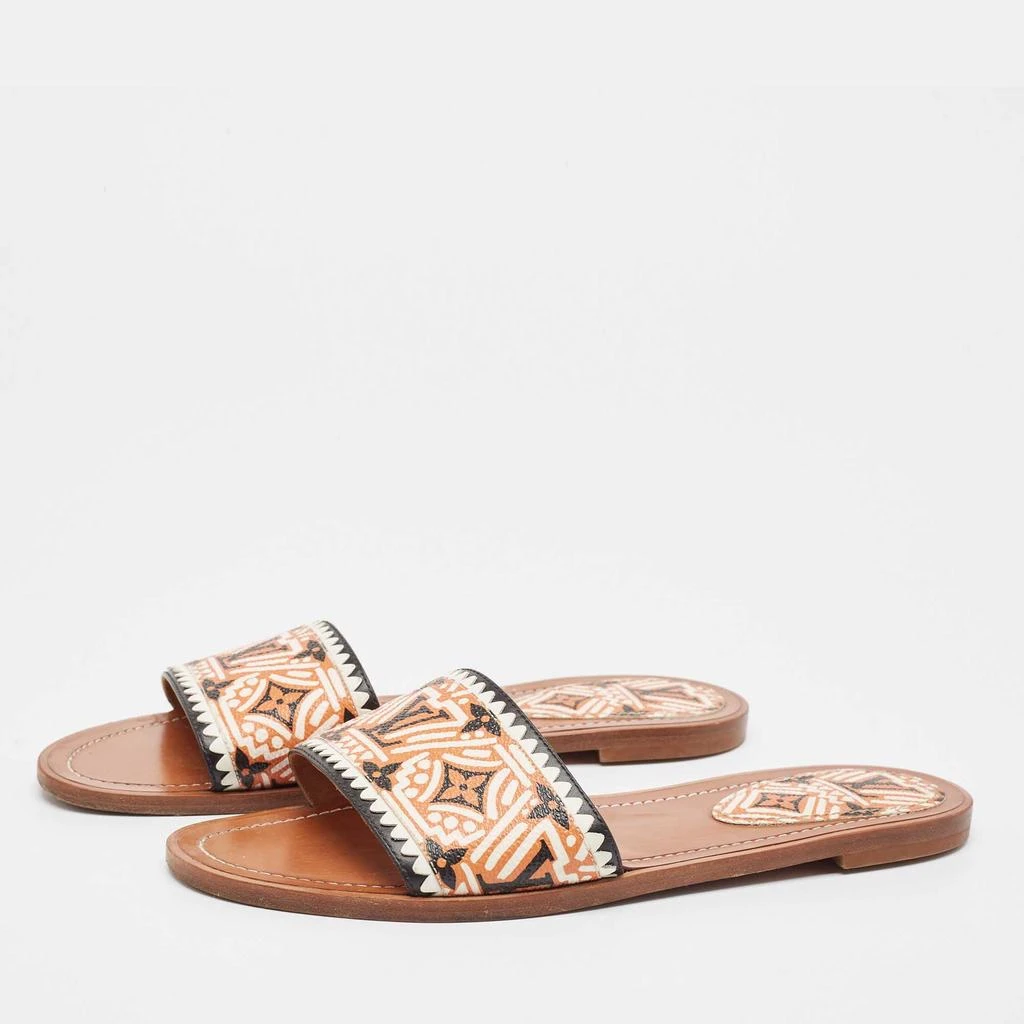 Louis Vuitton Louis Vuitton Multicolor Canvas and Leather Lock It Flat Sandals Size 40 2