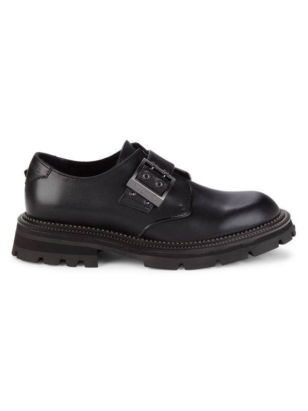 Karl Lagerfeld Paris Leather Buckle Flap Derbys - Business