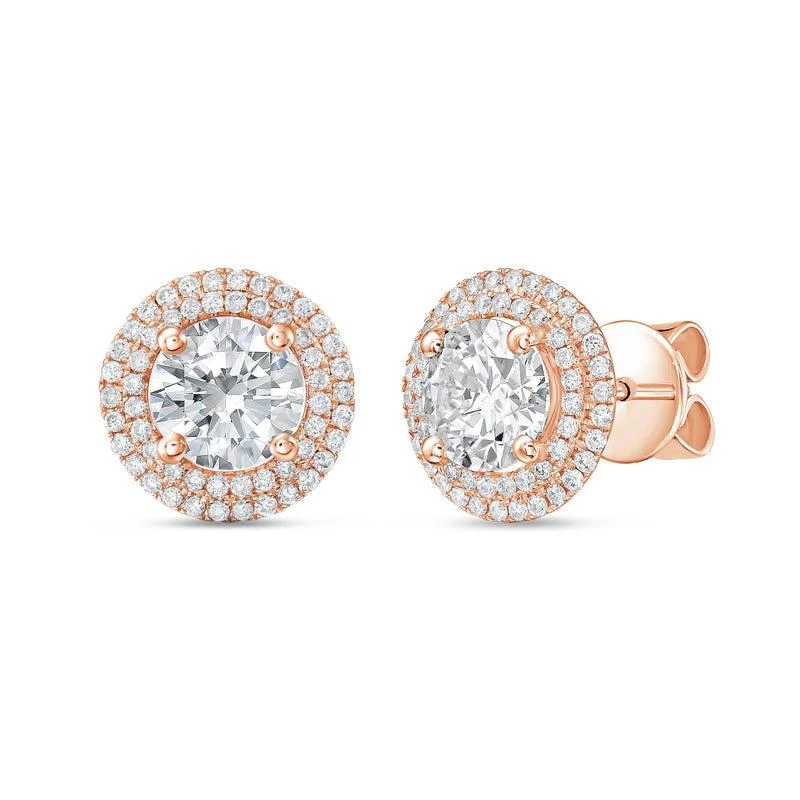 Diana M Jewels 14kt rose gold lab grown round diamond halo earrings weighing 9.00 cts tw 2