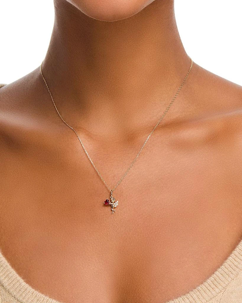 Bloomingdale
s Fine Collection Ruby 
Diamond Cupid Heart Pendant Necklace in 14K Yellow Gold, 18" 2