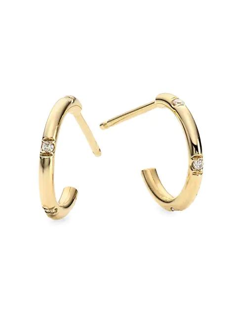 Zoë Chicco 14K Yellow Gold & Diamond Huggie Hoop Earrings