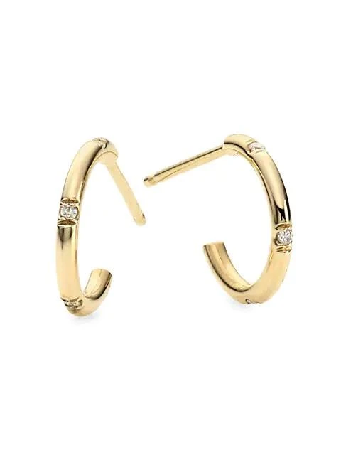 Zoë Chicco 14K Yellow Gold &amp; Diamond Huggie Hoop Earrings 1