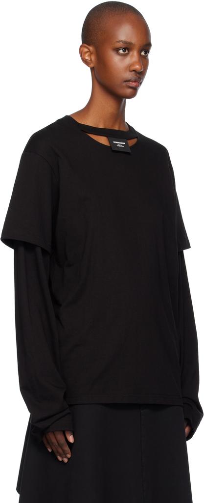 pushBUTTON Black Sleeve Layered Jersey T-shirt