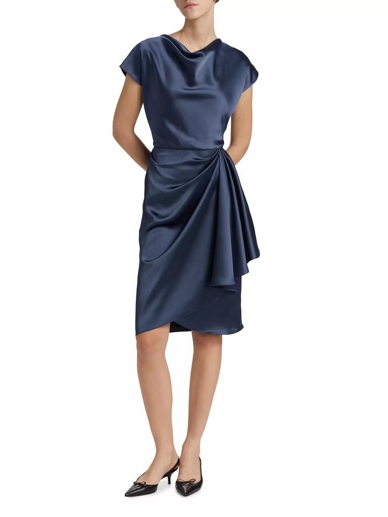 Amsale Draped Satin Cocktail Dress