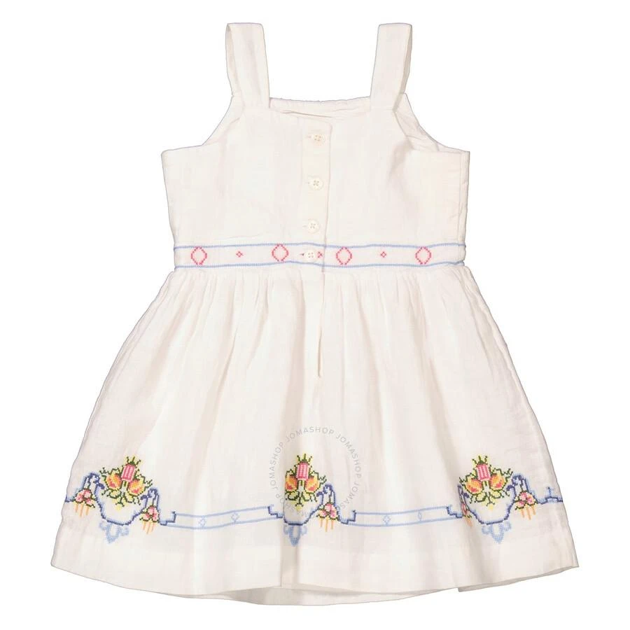 Ralph Lauren Girls White Floral Embroidered Linen Dress 2