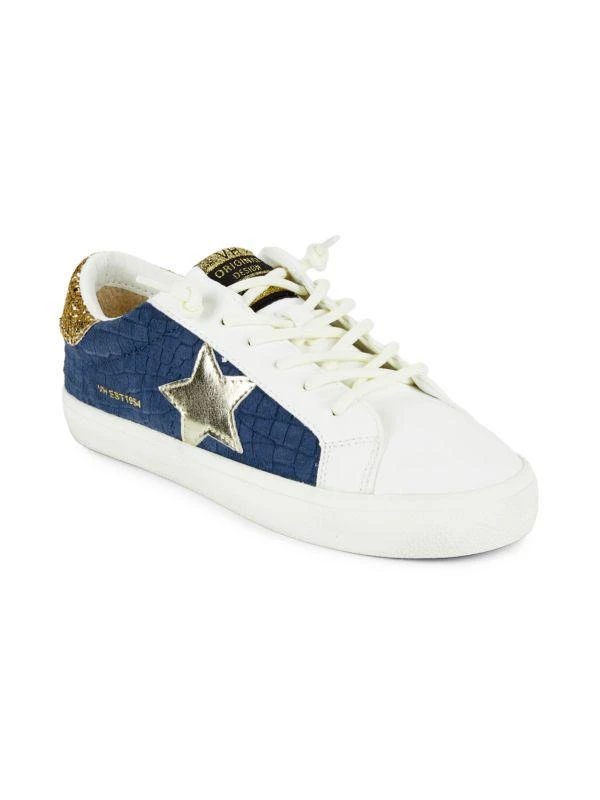 Vintage Havana Croc-Embossed Suede Star Platform Sneakers 2