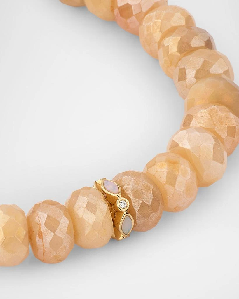 Sydney Evan 14K Pink Opal and Diamond Bezel 8mm Rondelle on Moonstone Bracelet 2