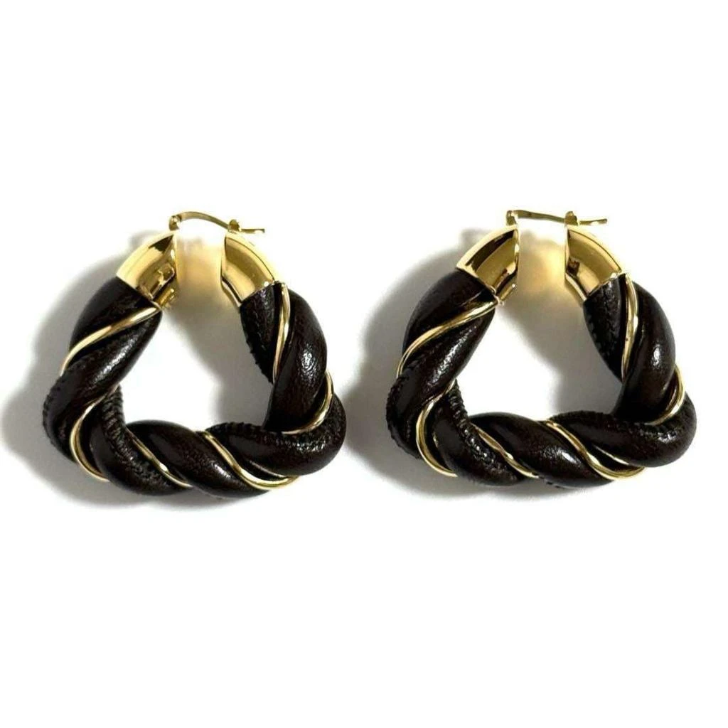 Bottega Veneta Leather 925 Hoop Earrings (Pre-Owned)