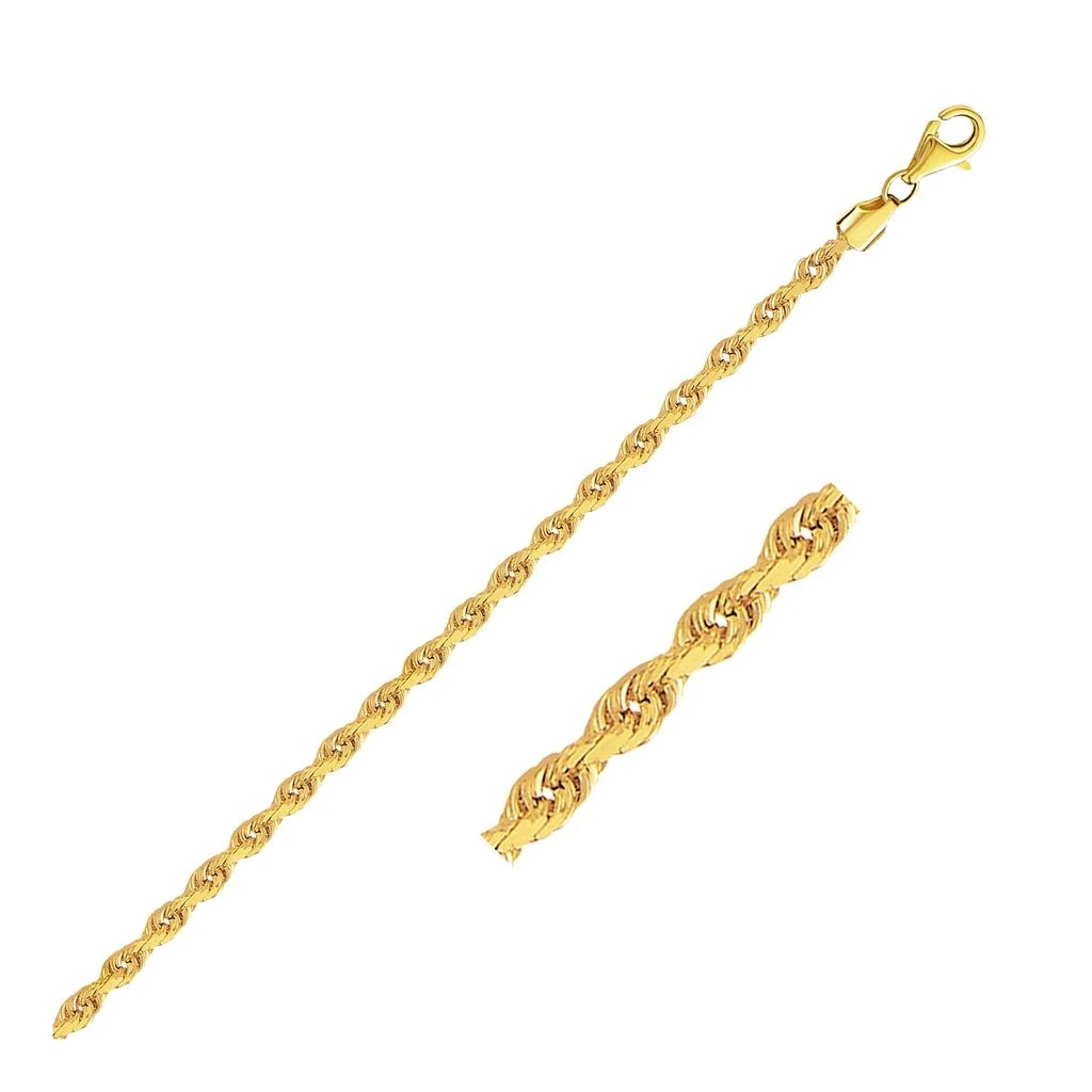 Yellow Gold 10k  Solid Diamond Cut Rope Bracelet (2.75 mm)