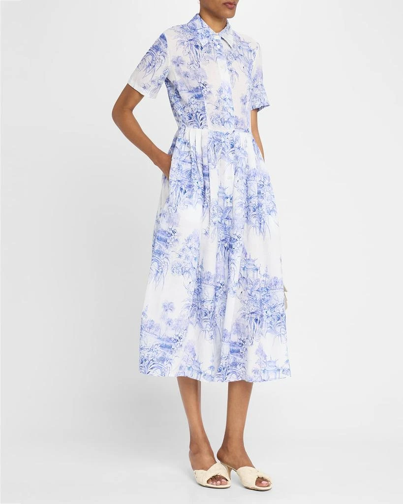 Evi Grintela Nellie Pleated Toile-Print Midi Shirtdress 4