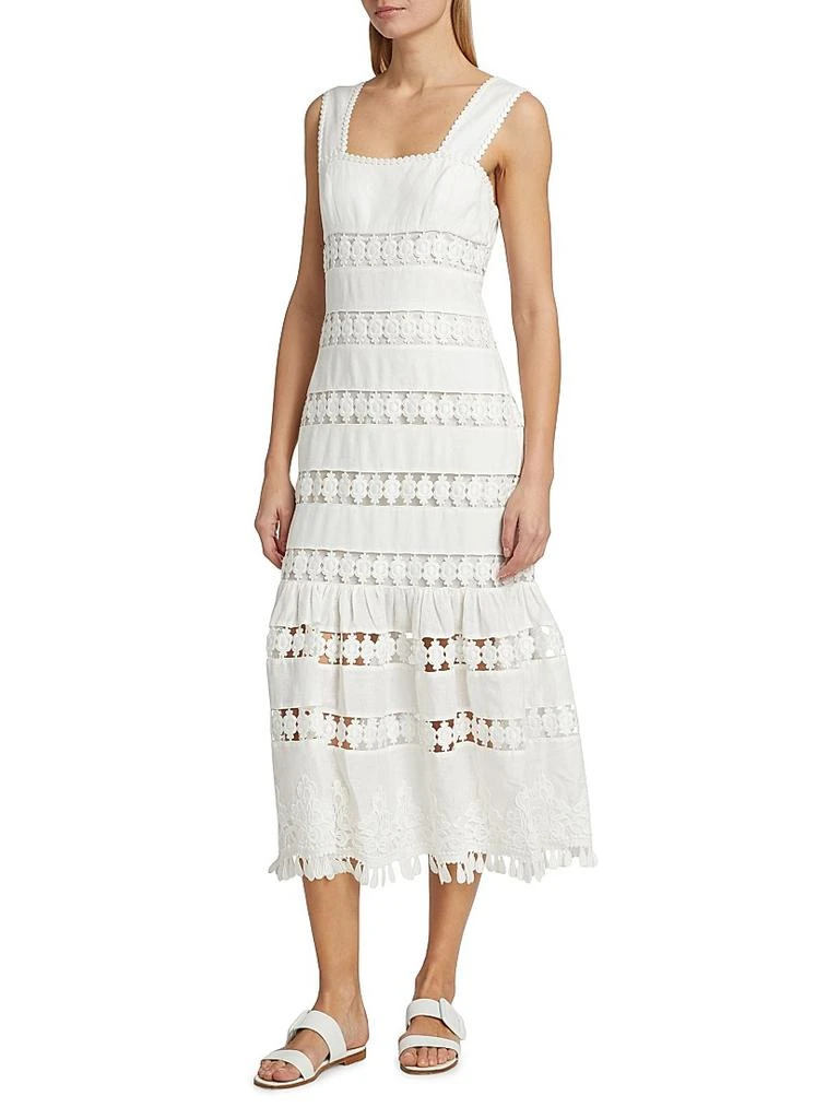 Zimmermann Pop Linen Lace Paneled Midi-Dress 4