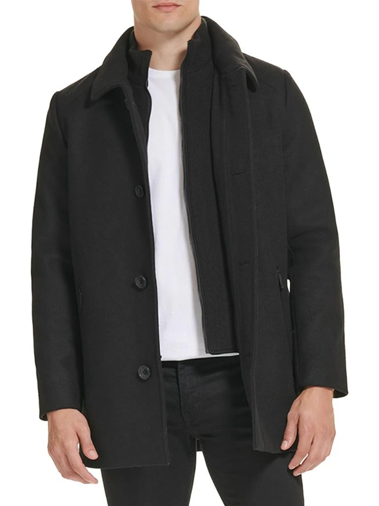 Kenneth Cole Mock Turtleneck Sweater Lined Wool Blend Coat