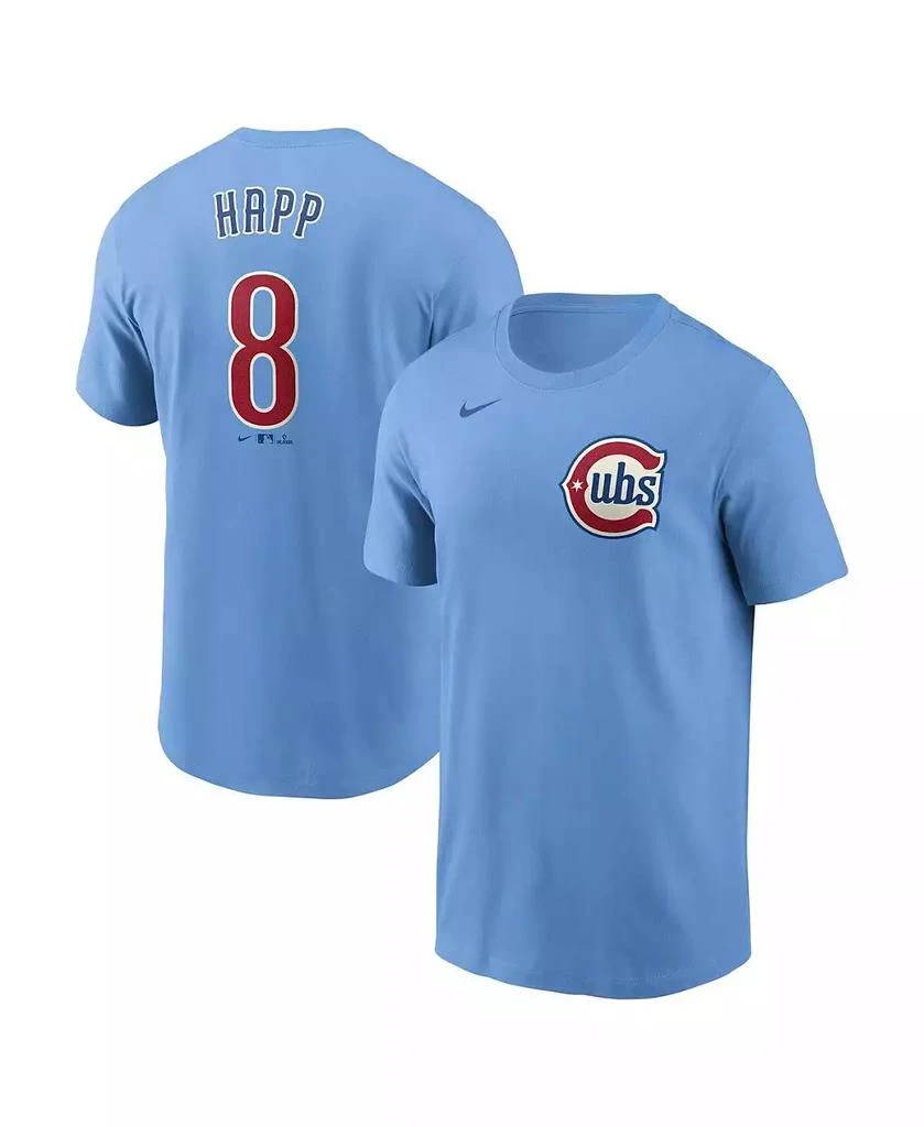 NIKE Men's Ian Happ Baby Blue Chicago Cubs Fuse Name Number T-Shirt 1