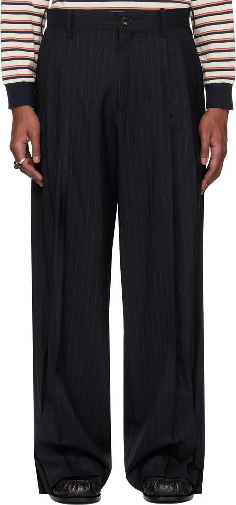 Navy Pinstripe-Pattern Trousers – On Sale Now with Up to 63% Off