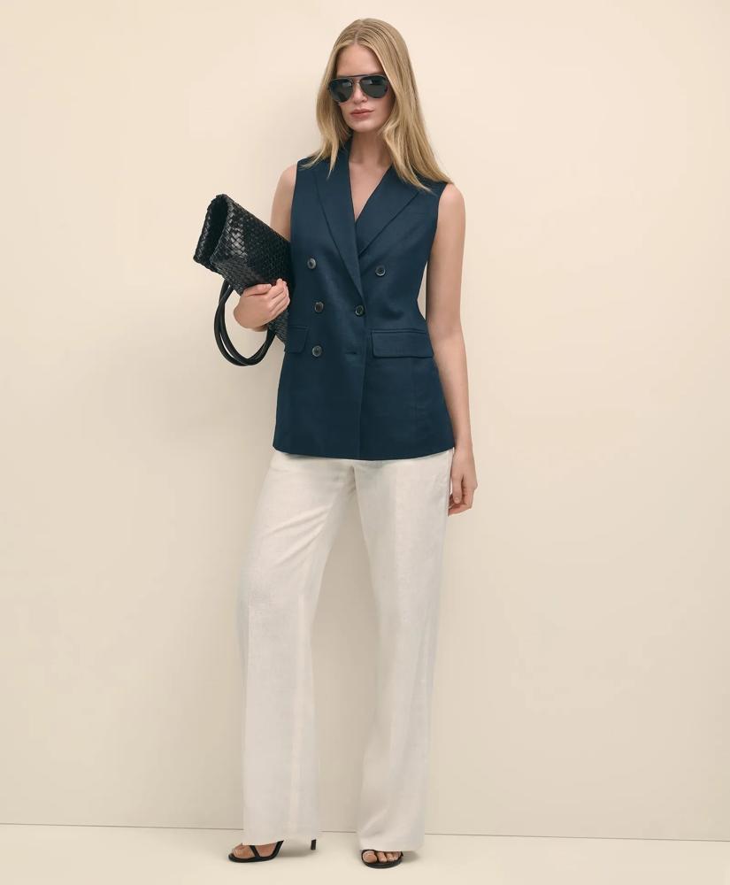 Brooks Brothers Linen Double-Breasted Peak Lapel Vest