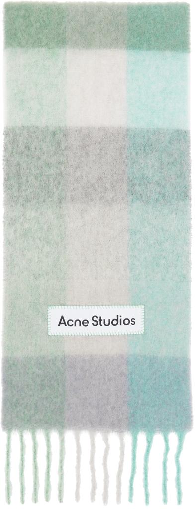 Acne Studios Blue & Green Mohair Checked Scarf