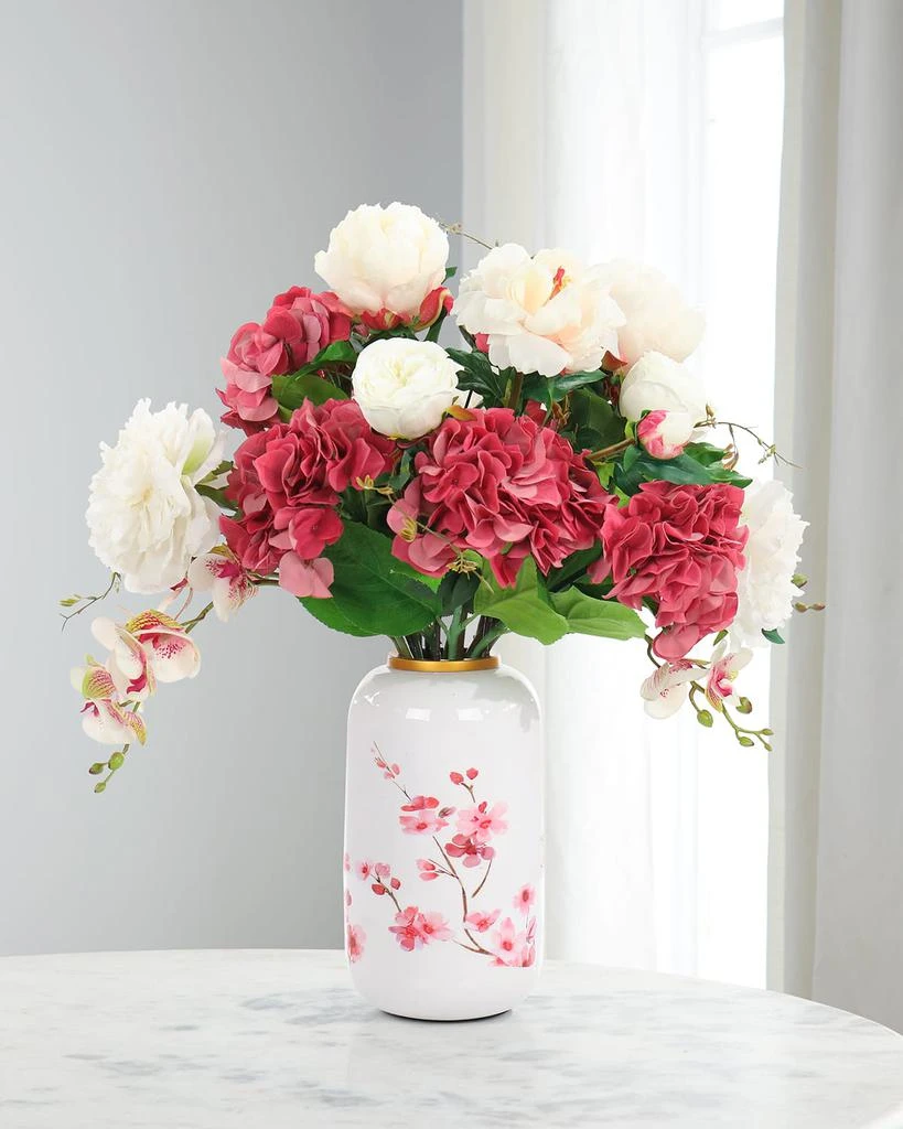 John Richard Wispy Mauve 25" Faux Floral Arrangement in Metal Vase