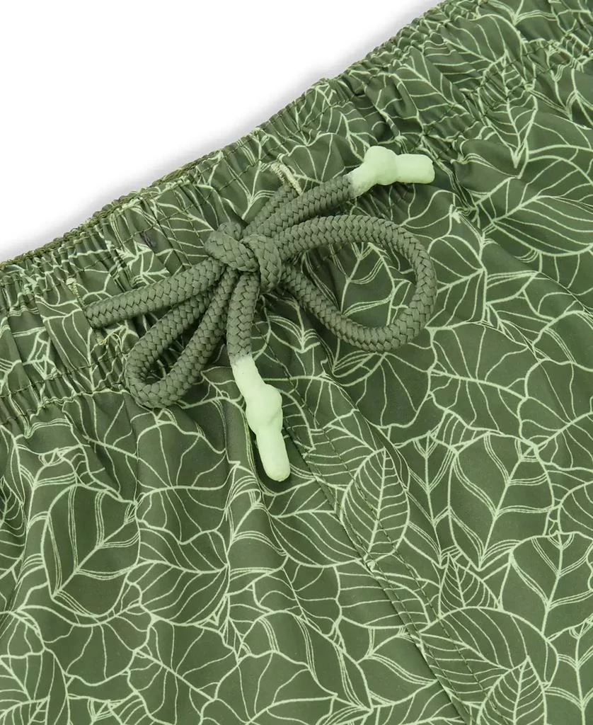 Sunset and Vines Men's Leaf-Pattern Woven Swim Trunks 4