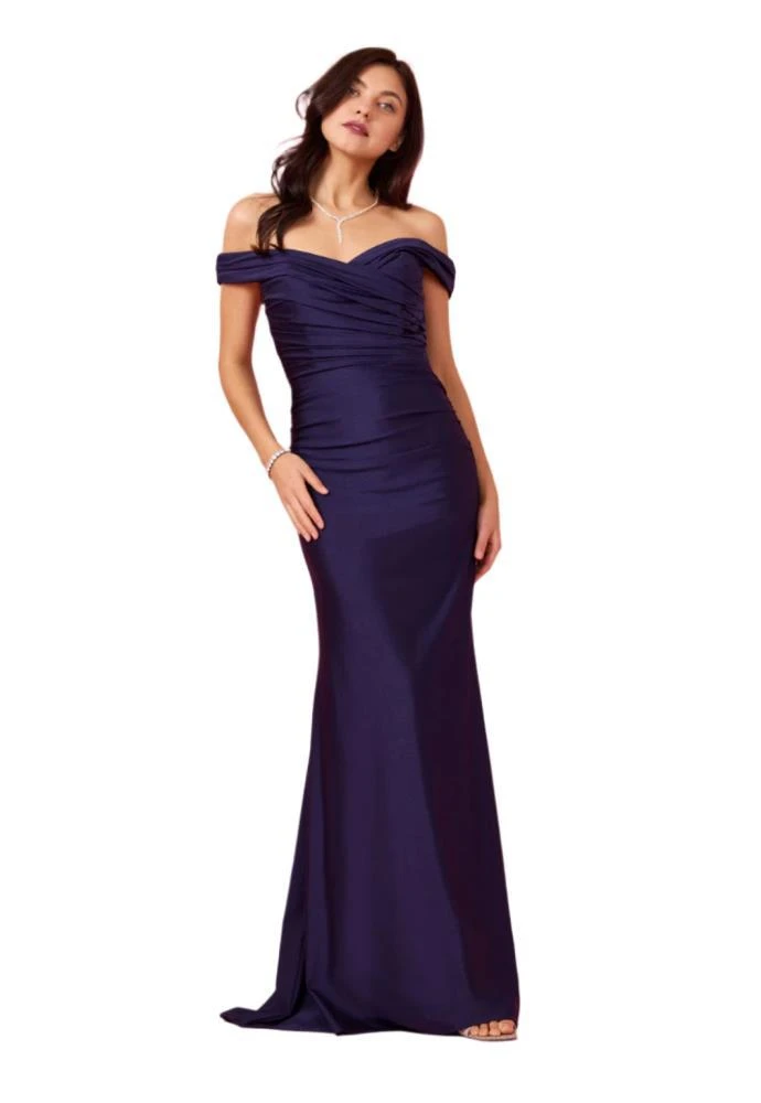 TRUEDAMES Full-Length Stretch Formal Gown Off Shoulder Dress 5