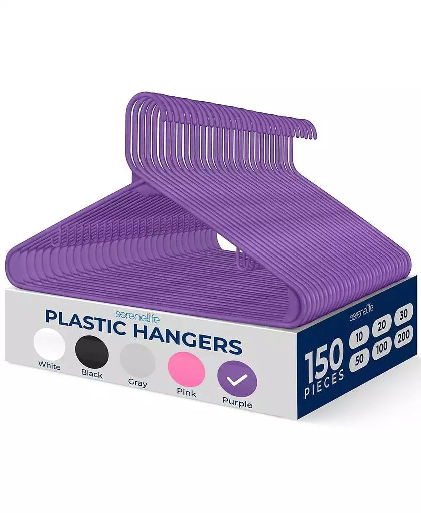 SereneLife Plastic Hanger Set with 150 Non-Slip Ultra-Thin Space-Saving Closet Organizers