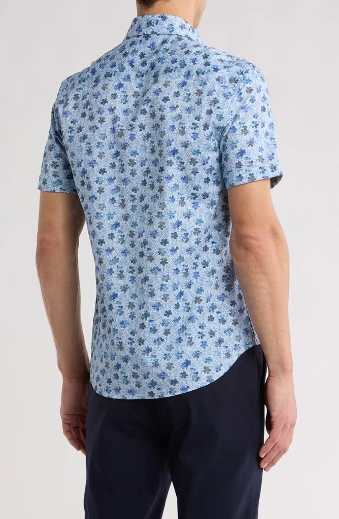 BUGATCHI Floral Print Short Sleeve Button-Up Shirt 2