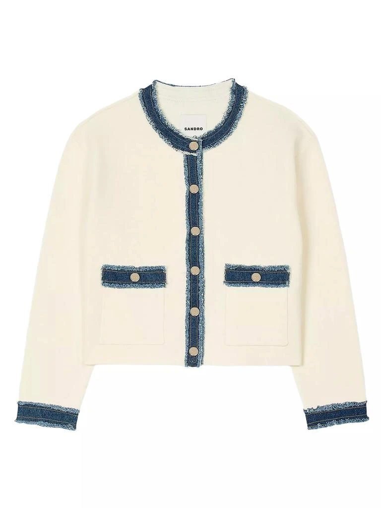 Sandro Cardigan with Denim Details 1