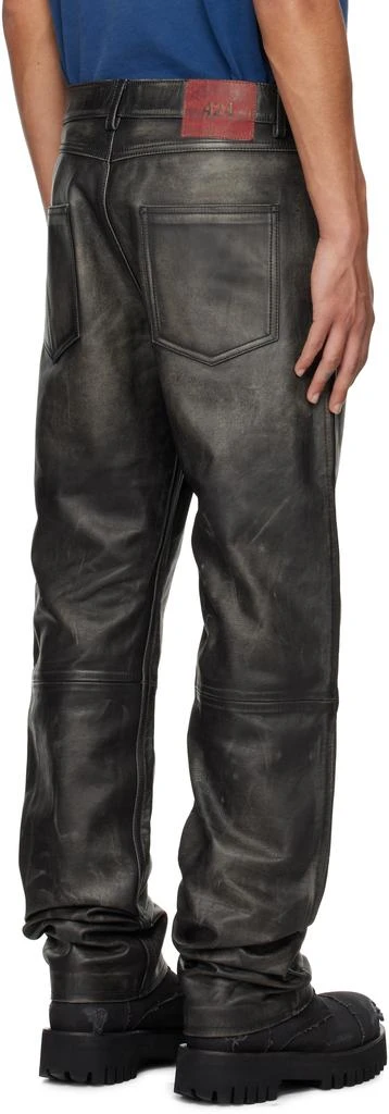 424 Black Slim-Fit Leather Pants 3