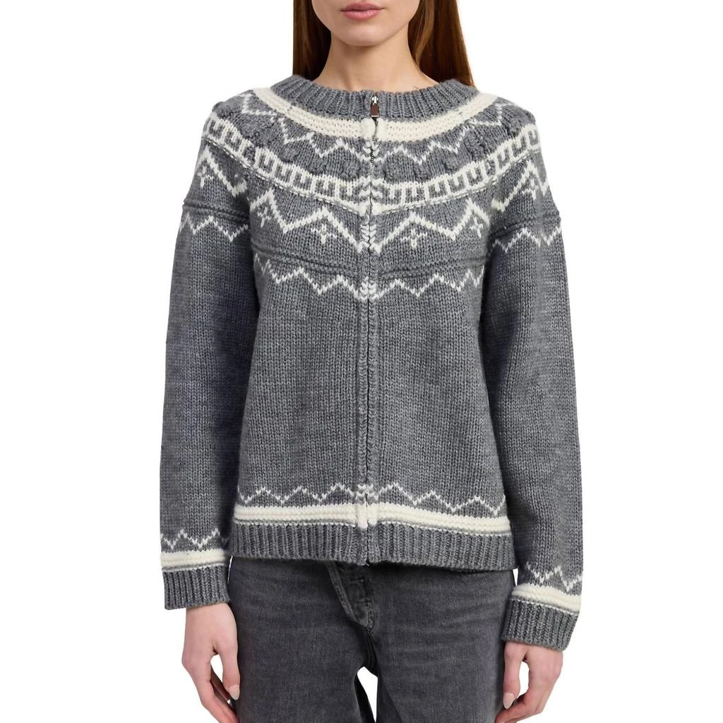En Saison Esther Patterned Knit Jacket In Gray Ivory