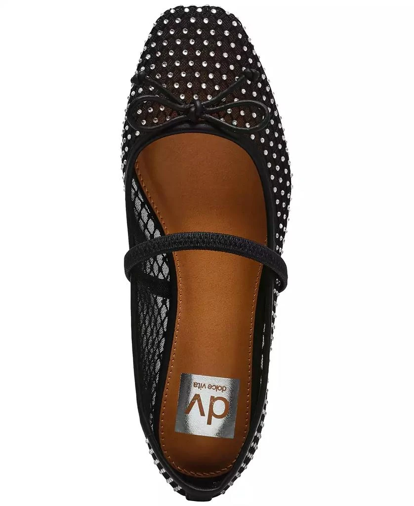 DV Dolce Vita Women's Maleeya Rhinestone Mesh Bow Ballet Flats 4